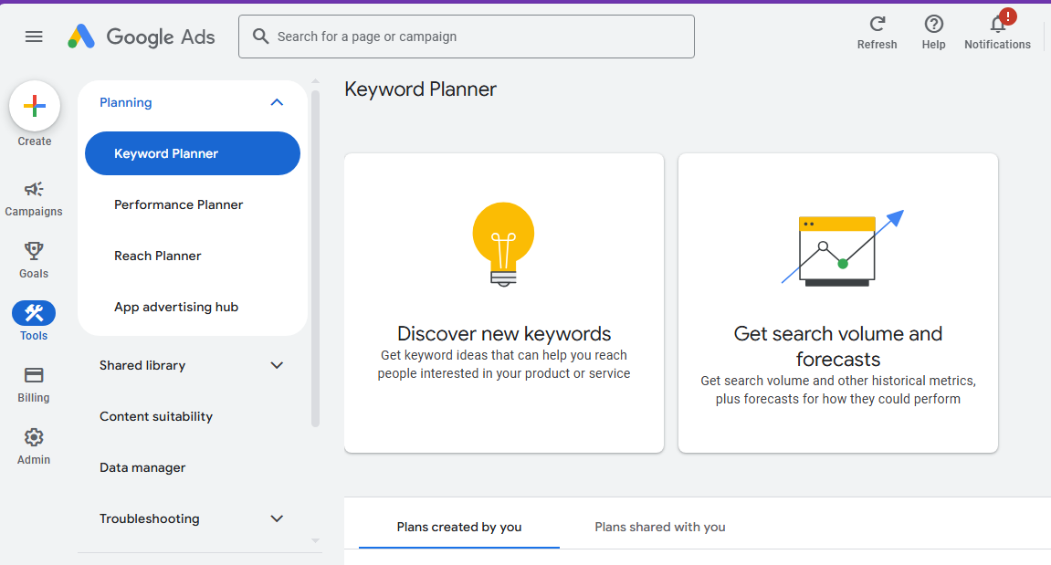 Google Keyword planner